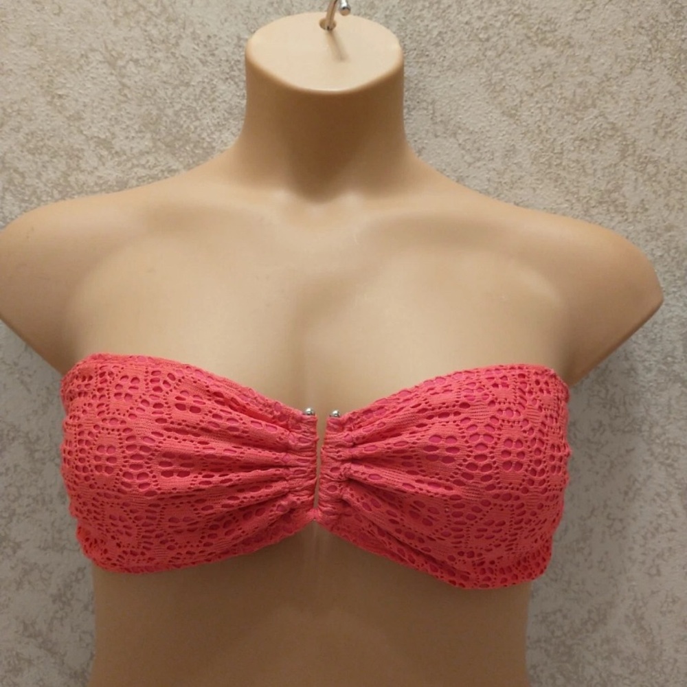 Apollo Swim Pink Strawberry Eyelet Bandeau